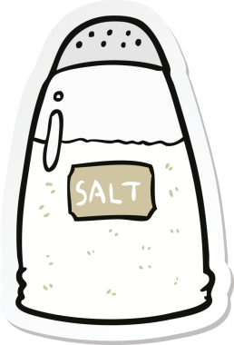 Bir insan tarafından çizilmiş bir karikatür tuzunun etiketi.