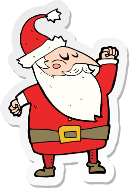 Bir insan tarafından çizilmiş havayı yumruklayan Noel Baba çizgi filminin çıkartması.