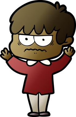 Bir insan tarafından çizilmiş sinirli çizgi film çocuğu.