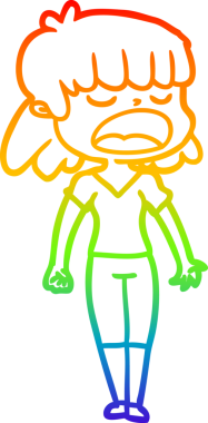 Gökkuşağı gradyan çizgi çizimi Bir insan tarafından yüksek sesle çizilen bir kadın karikatürü