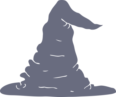 Bir insan tarafından çizilmiş cadı şapkasının düz renk çizimi