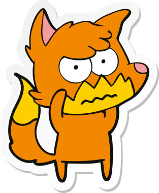 Bir insan tarafından çizilmiş, kızgın tilki çıkartması.