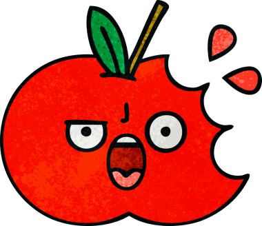 Bir insan tarafından çizilmiş kırmızı elmanın retro grunge deseni.