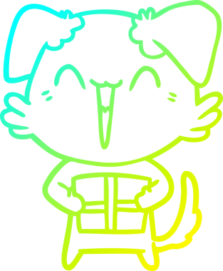 Bir insan tarafından çizilmiş küçük, mutlu bir çizgi köpeğin soğuk gradyan çizimi.