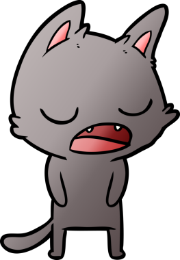 Bir insan tarafından çizilmiş konuşan kedi çizgi filmi.