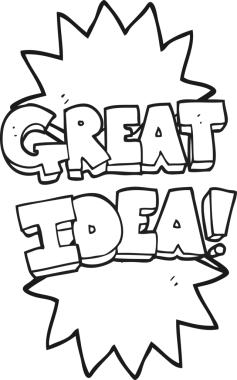 Bir insan tarafından çizilmiş siyah beyaz çizgi film harika bir fikir sembolü.