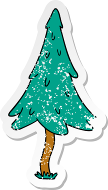 Bir insan tarafından çizilmiş ağaçlık çam ağaçlarının karalamaları.