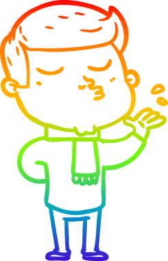 Gökkuşağı gradyan çizgi çizimi Bir insan tarafından çizilen çizgi film modeli adam