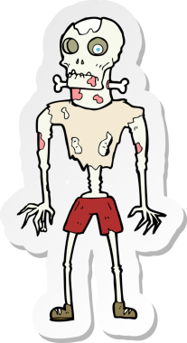 Bir insan tarafından çizilmiş zombi çizgi filminin çıkartması.