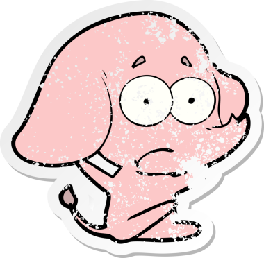 Bir insan tarafından çizilmiş belirsiz bir filin sıkıntılı çıkartması.