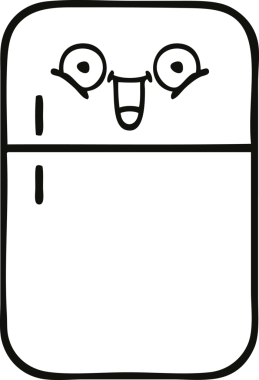 Bir insan tarafından çizilmiş bir buzdolabı karikatürü.