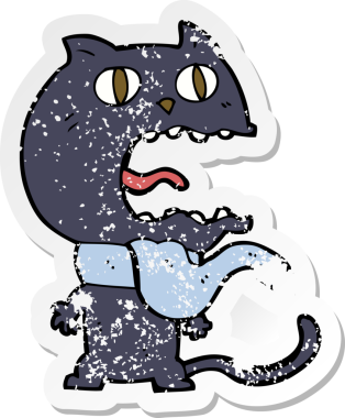 Bir insan tarafından çizilmiş korkmuş bir kedinin gerilimli çıkartması.