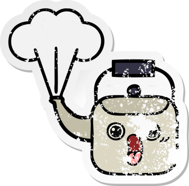 Bir insan tarafından çizilmiş dumanı tüten tatlı bir karikatür çıkartması.