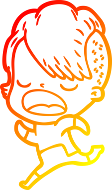 Bir insan tarafından çizilmiş havalı bir hippi kızın sıcak çizgi çizimi.