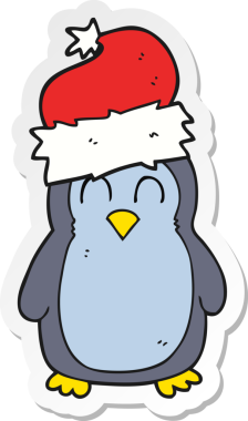 Bir insan tarafından çizilmiş karikatür pengueni çıkartması.