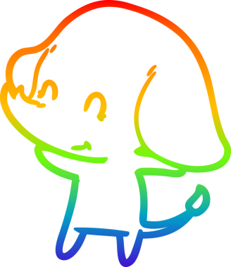 Gökkuşağı gradyan çizgisi bir insan tarafından çizilmiş şirin bir fil çizimi