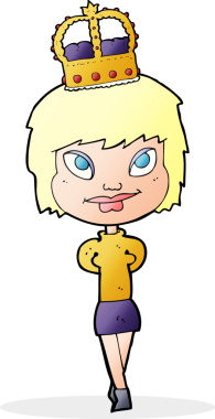 Bir insan tarafından çizilmiş taç giyen bir çizgi film karakteri.