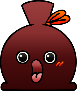 Bir insan tarafından çizilmiş bir çuvalın gölgeli çizgi filmi.