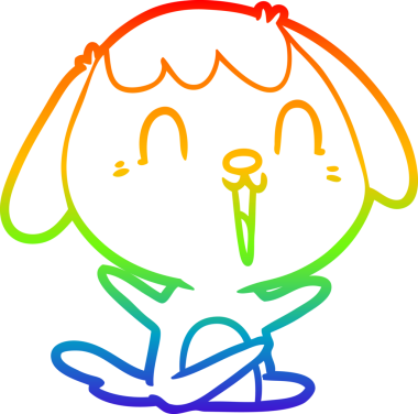 Gökkuşağı gradyan çizimi bir insan tarafından çizilmiş şirin bir çizgi köpeğin ağlaması.