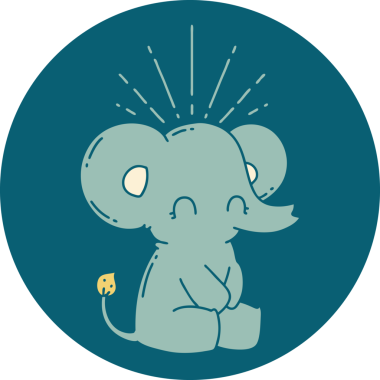 Bir insan tarafından çizilmiş dövme stili şirin bir fil.