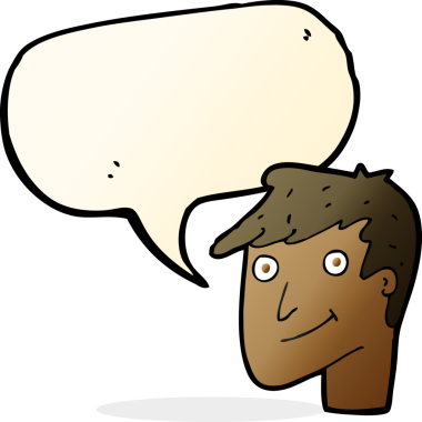 Bir insan tarafından çizilmiş konuşma balonlu mutlu adam çizgi filmi.