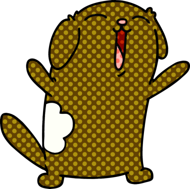 Bir insan tarafından çizilmiş kawaii sevimli köpek çizimi.