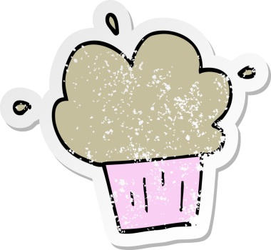 Bir insan tarafından çizilmiş karikatür kekinin sıkıntılı çıkartması.