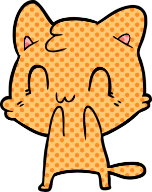 Bir insan tarafından çizilmiş mutlu bir kedi.