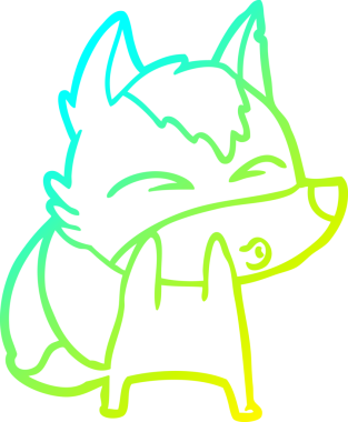 Bir insan tarafından çizilmiş bir kurt çizgi filminin soğuk gradyan çizimi