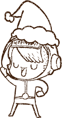 Bir insan tarafından çizilmiş Noel Astronotu Kömür Çizimi