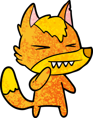 Bir insan tarafından çizilmiş tilki çizgi film karakteri