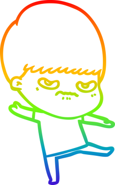 Gökkuşağı gradyan çizgi çizimi Bir insan tarafından çizilmiş bir çizgi film çocuğu