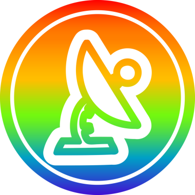 uydu çanağı dairesel simgesi gökkuşağı gradyan bir insan tarafından çizilmiş