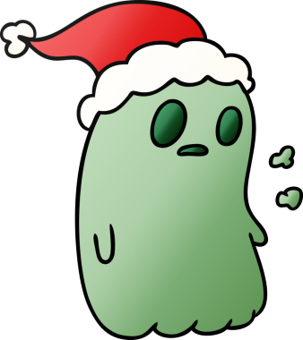 Bir insan tarafından çizilmiş Kawai hayaletinin el çizimi gradyan çizgi filmi.