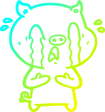 Bir insan tarafından çizilmiş ağlayan domuz çizgi filmi.