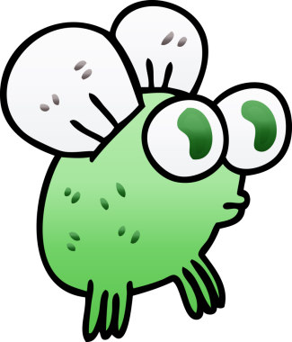 bir insan tarafından çizilen gölgelenmiş garip karikatür sineği