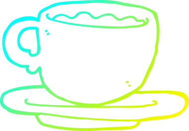 Bir insan tarafından çizilmiş bir fincan çayın soğuk gradyan çizgisi.