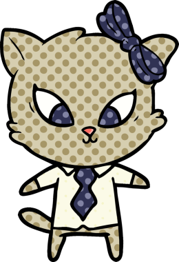 Bir insan tarafından çizilmiş çizgi film kedisi.