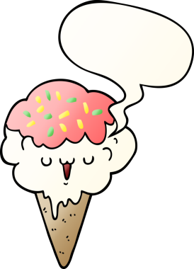 bir insan tarafından çizilmiş, konuşma baloncuklu çizgi film dondurması.