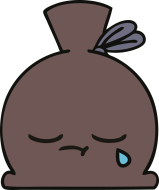 Bir insan tarafından çizilmiş şirin bir çuval karikatürü