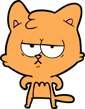 Bir insan tarafından çizilmiş sıkıcı çizgi film kedisi.