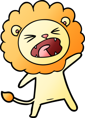 Bir insan tarafından çizilmiş çizgi film aslanı.