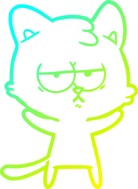 Sıkılmış çizgi film kedisinin insan tarafından çizilmiş soğuk gradyan çizgisi