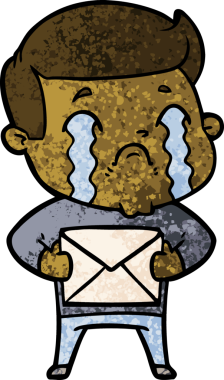 Bir insan tarafından çizilmiş ağlayan çizgi film adamı.