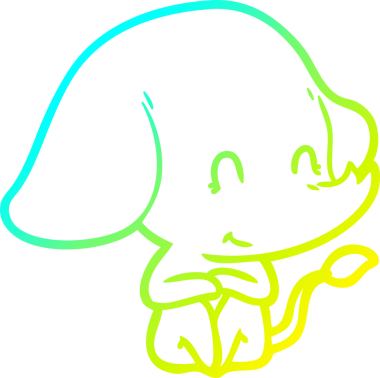 Bir insan tarafından çizilmiş şirin bir filin soğuk gradyan çizgisi