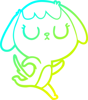 Bir insan tarafından çizilmiş şirin bir çizgi köpeğin soğuk gradyan çizgisi.