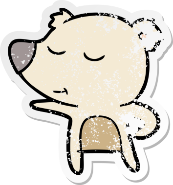 Bir insan tarafından çizilmiş mutlu çizgi film ayısının sıkıntılı çıkartması.