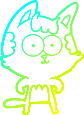 Bir insan tarafından çizilmiş mutlu çizgi film kedisinin soğuk gradyan çizgisi.