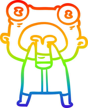 Gökkuşağı gradyanı çizimi bir çizgi film. Bir insan tarafından çizilmiş garip bir uzaylı.