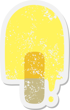 Eriyen buzlu lolipop etiketi bir insan tarafından çizilmiş.